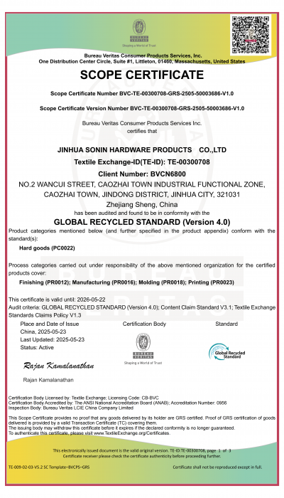 GRS-JINHUA SONIN HARDWARE PRODUCTS  CO. LTD